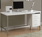 Стол офисный белый на металлических ножках МД26.3.150